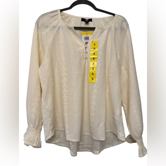 Frye Peasant Style Textured Long Sleeved Blouse - Picture 3 of 11